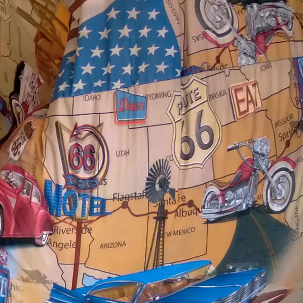 Puff Redondo Route 66 Colorido