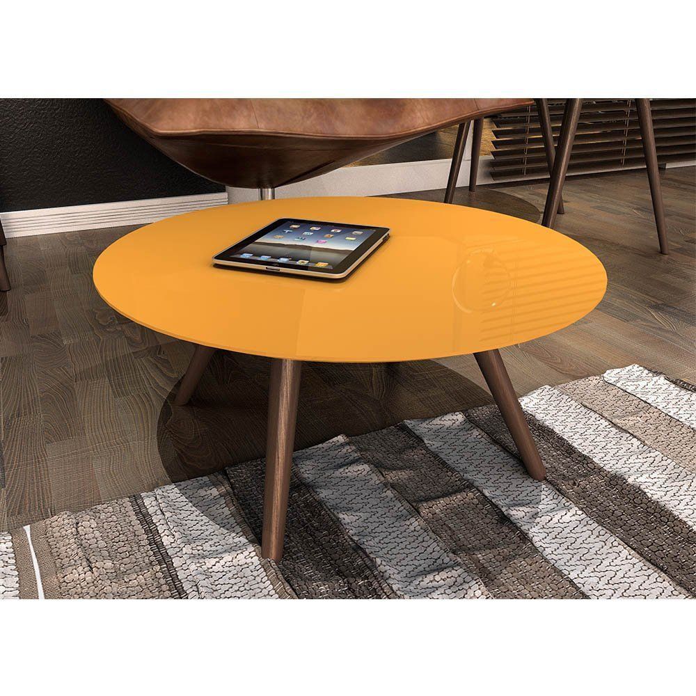 Mesa De Centro Redondo Amarelo - Pinoquio
