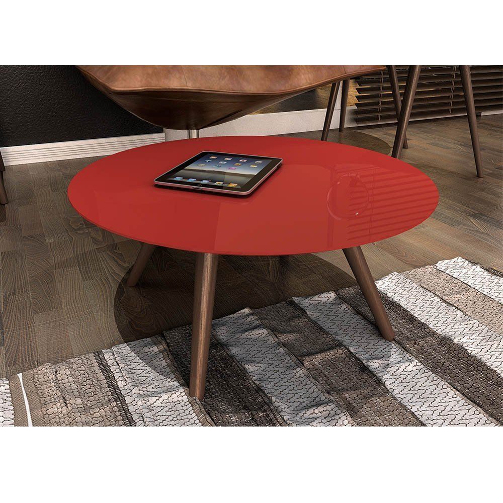 Mesa De Centro Redondo Vermelho - Pinoquio