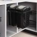 Lixeira Dupla Deslizante 15L Flat Cozinha Aço Pintado Preto