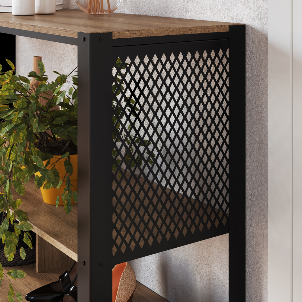Aparador 130 Cm Estilo Industrial 2 Prateleiras Telado 1021 Preto Mell PP