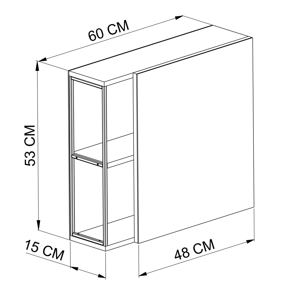 Armario Para Banheiro 60 cm Com Espelho Preto Branco P1015 PP