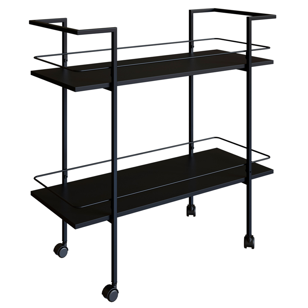 Carrinho Bar Industrial Com Rodizios P1036 Preto PP Milani Store