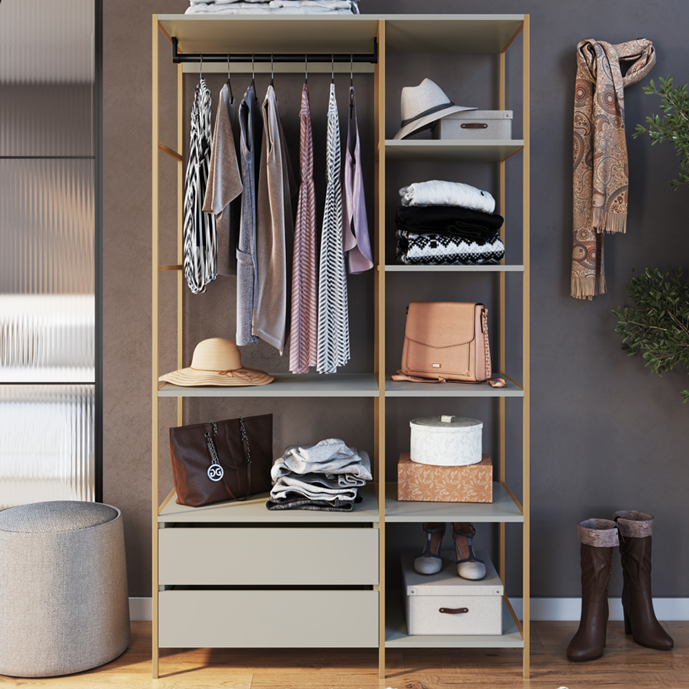 Closet Roupeiro Industrial 02 Gvt 180 Cm P1025 Arenas Dourado PP