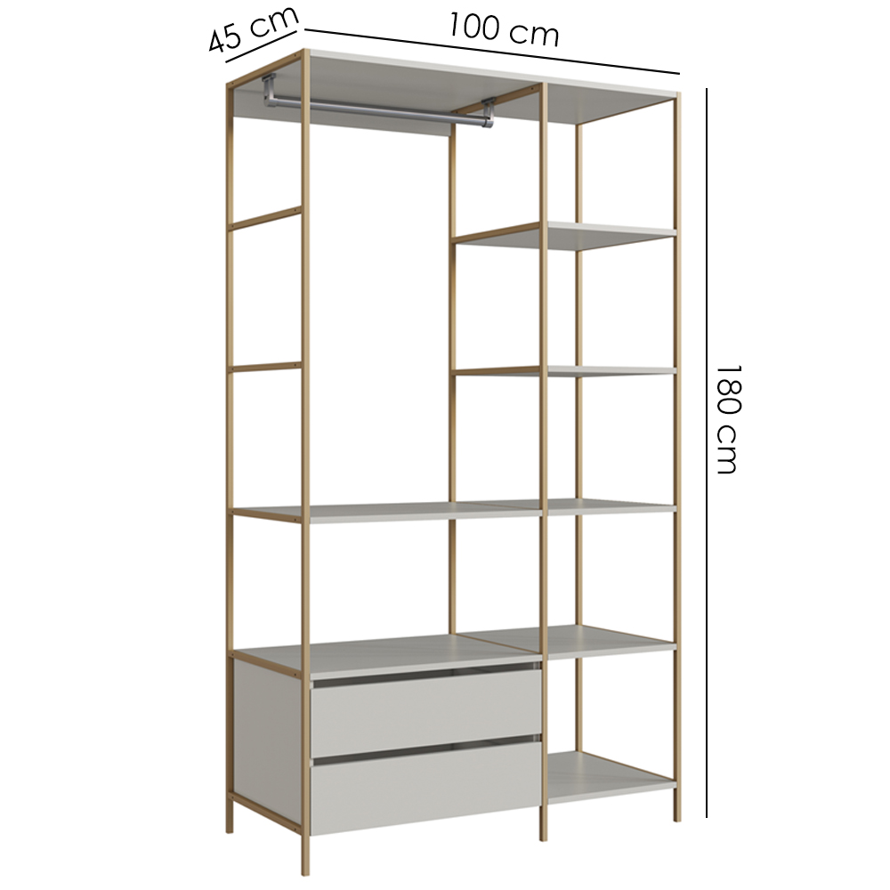 Closet Roupeiro Industrial 02 Gvt 180 Cm P1025 Arenas Dourado PP