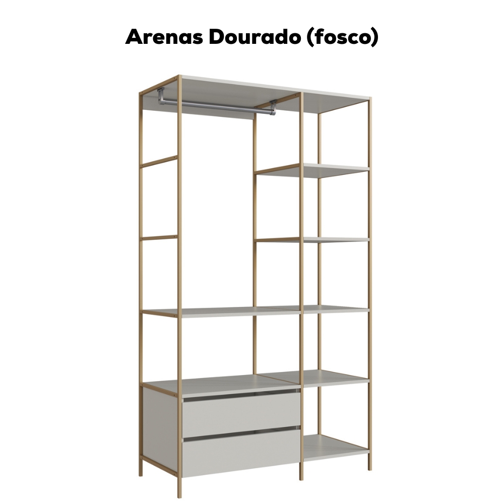 Closet Roupeiro Industrial 02 Gvt 180 Cm P1025 Arenas Dourado PP