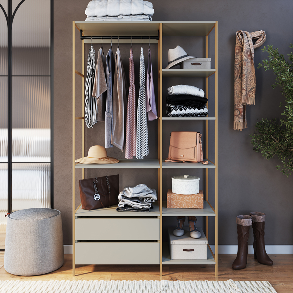 Closet Roupeiro Industrial 02 Gvt 180 Cm P1025 Arenas Dourado PP