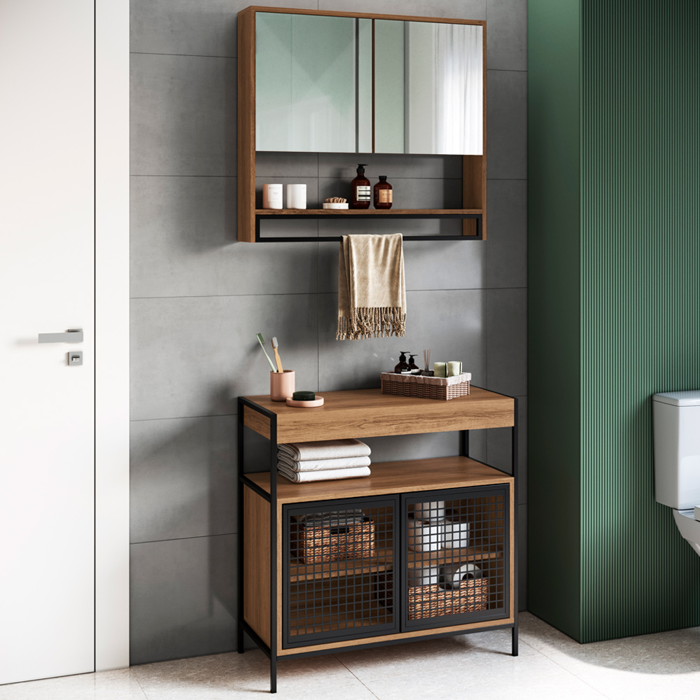 Conjunto de Banheiro Gabinete E Espelheira P103841 Mell PP Milani Store