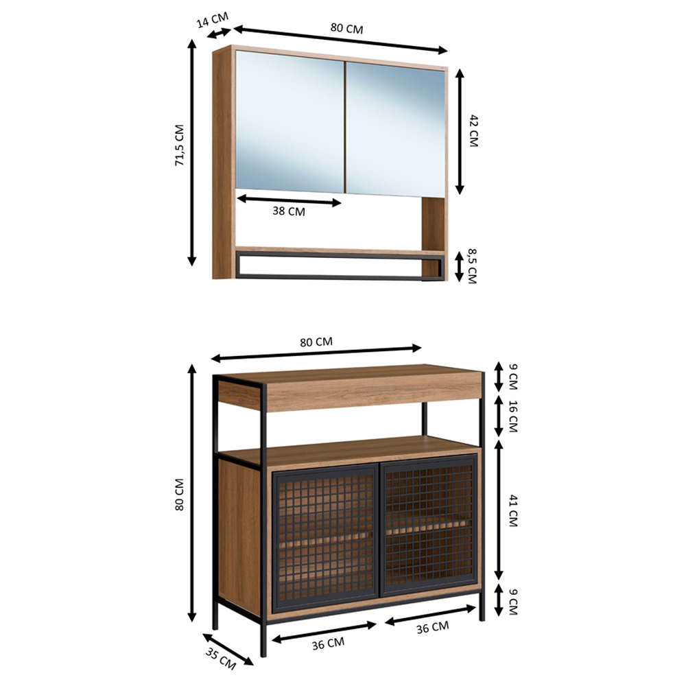 Conjunto de Banheiro Gabinete E Espelheira P103841 Mell PP Milani Store