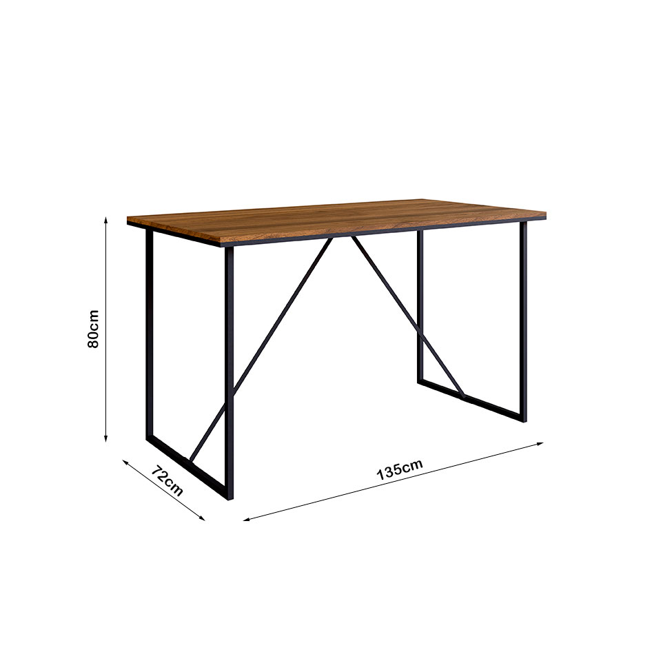 Conjunto de Escrivaninha com Estante Steel Wood Noce Oro e Preto 186 cm