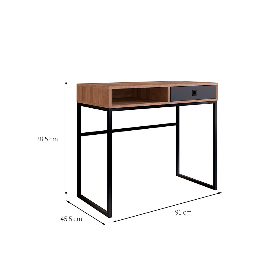 Conjunto de Escrivaninha com Estante de Escritório Office 1 PT 1 GV Grafite e Mel