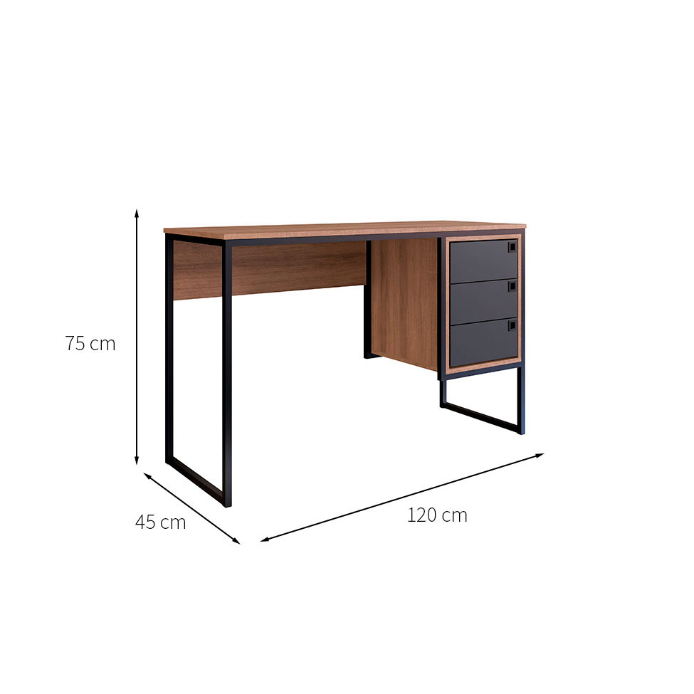 Conjunto de Escrivaninha com Estante de Escritório Office 1 PT 3 GV Grafite e Mel