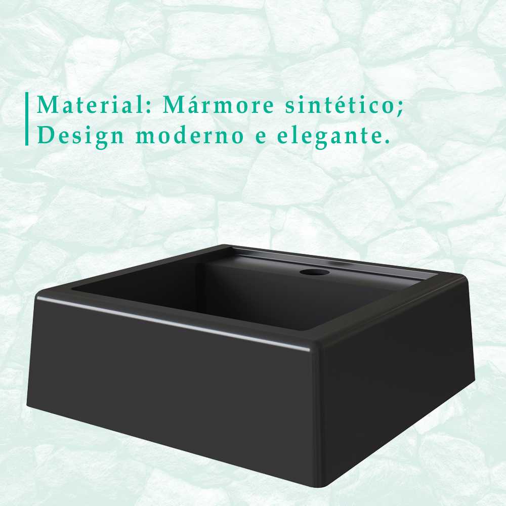 Cuba De Apoio Para Banheiro Em Marmore Sintetico 94101 Preto PP