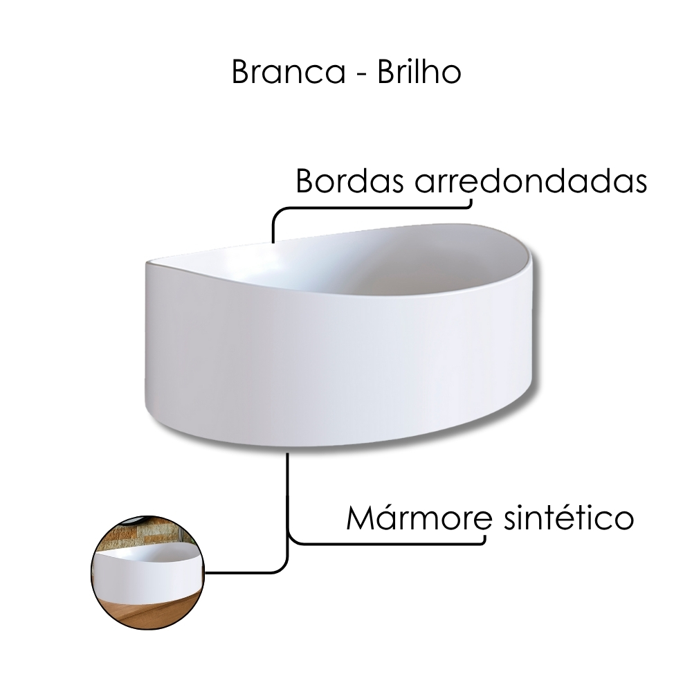 Cuba De Apoio Para Banheiro Em Marmore Sintetico 941012 Branca PP