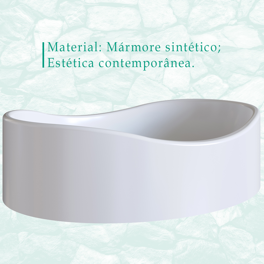 Cuba De Apoio Para Banheiro Em Marmore Sintetico 941012 Branca PP