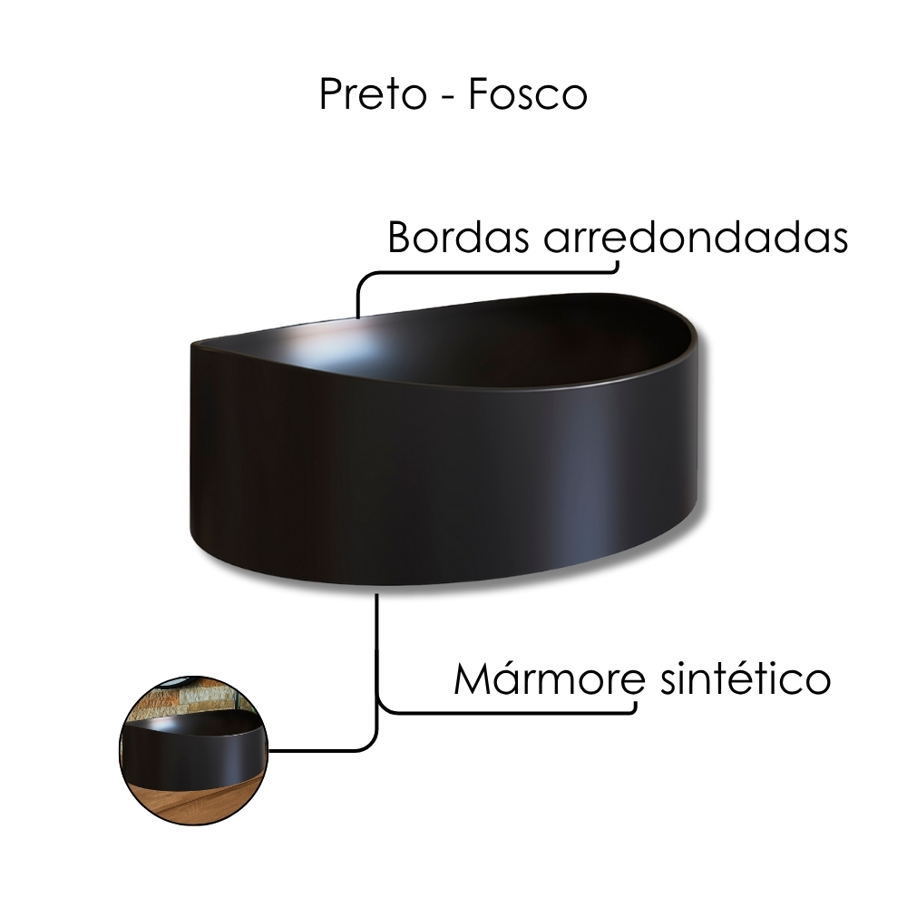Cuba De Apoio Para Banheiro Em Marmore Sintetico 941012 Preto PP