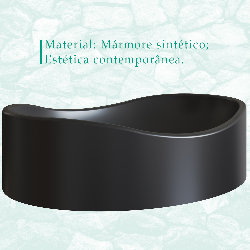 Cuba De Apoio Para Banheiro Em Marmore Sintetico 941012 Preto PP