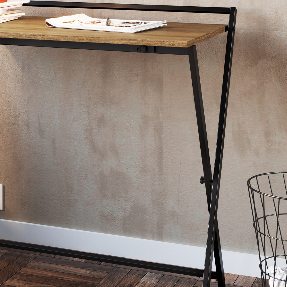 Escrivaninha Dobravel Estante 94X77 Cm Industrial 22X24 Preto Mell PP