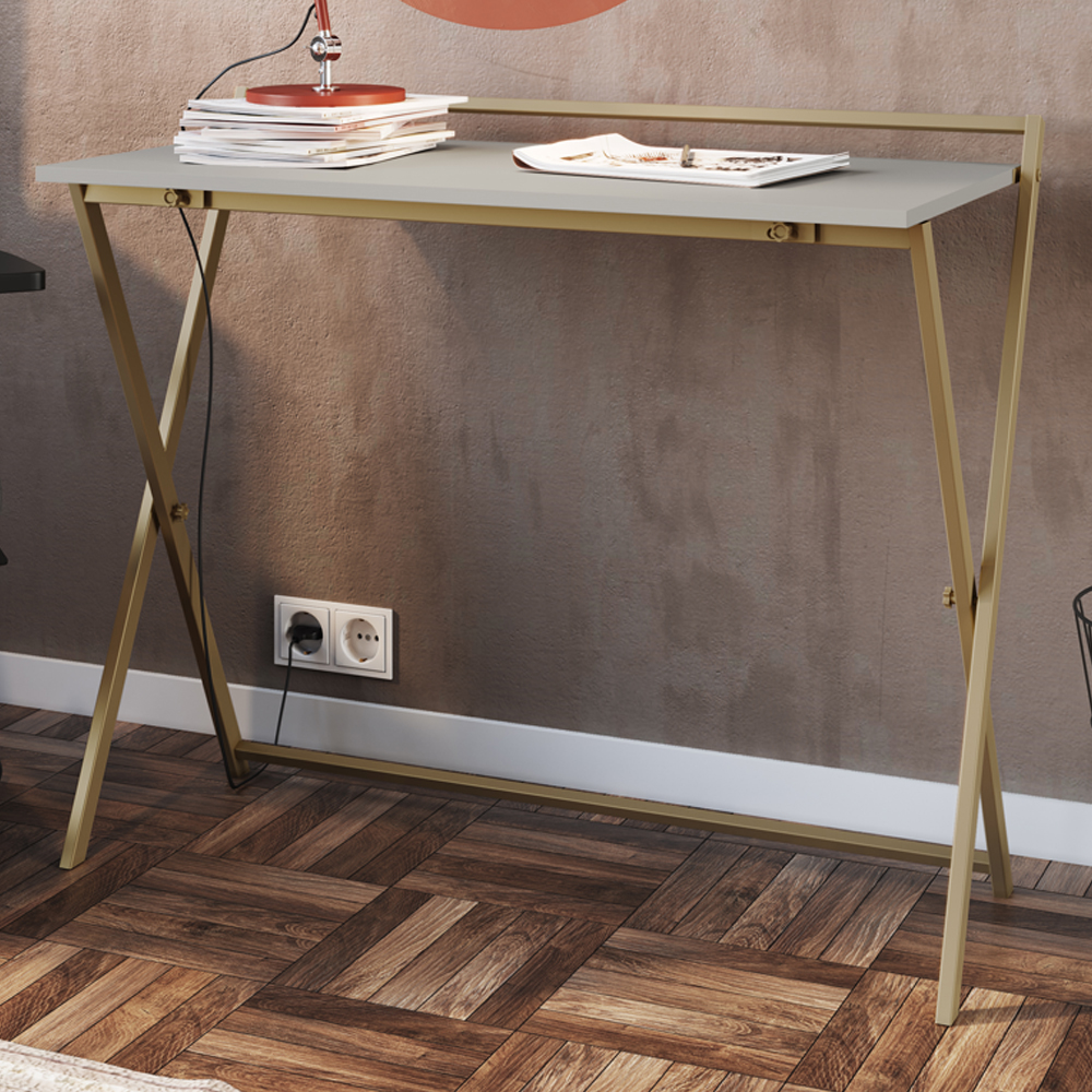 Escrivaninha Dobravel Estilo Industrial P1022 Arenas Dourado PP