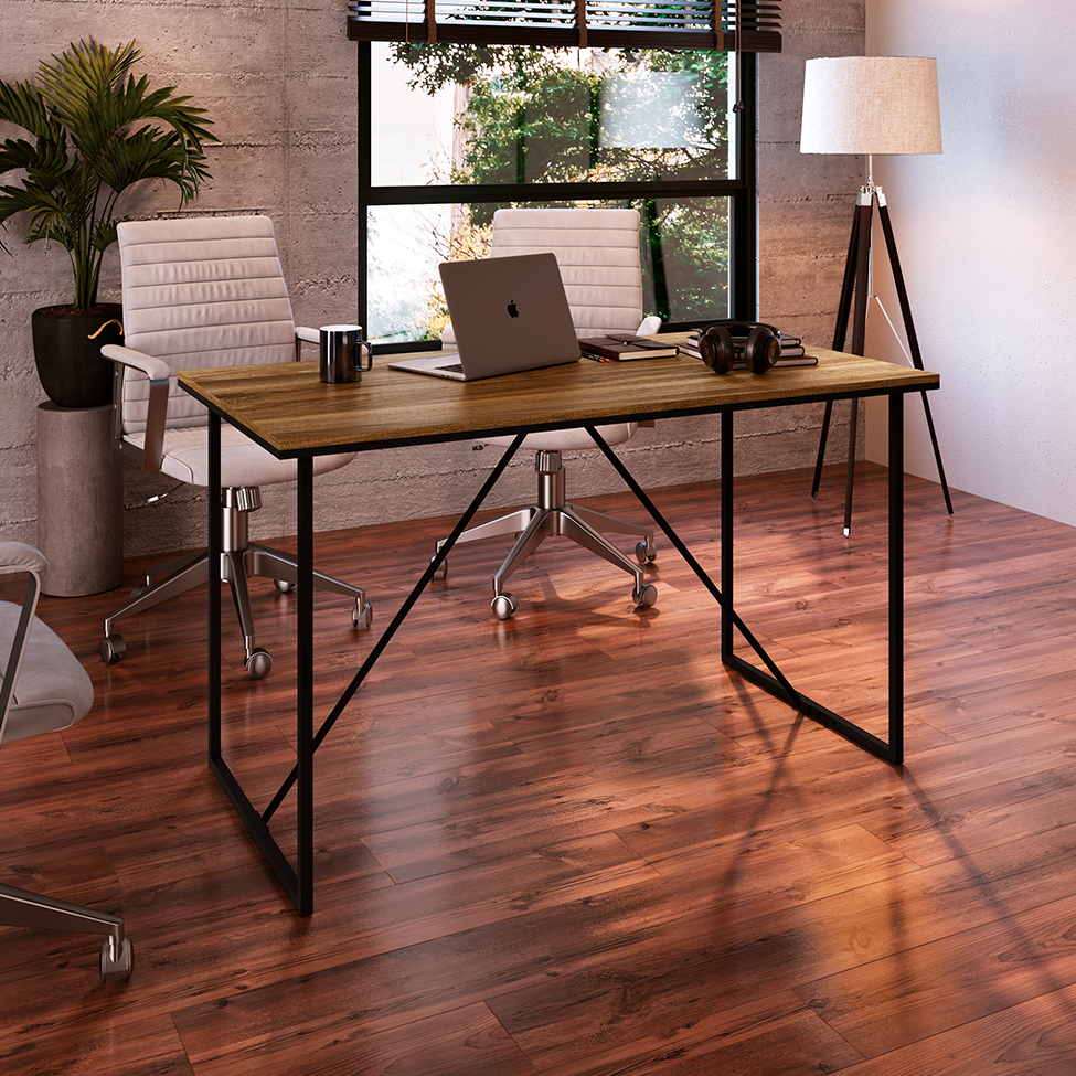 Escrivaninha Steel Wood Noce Oro e Preta