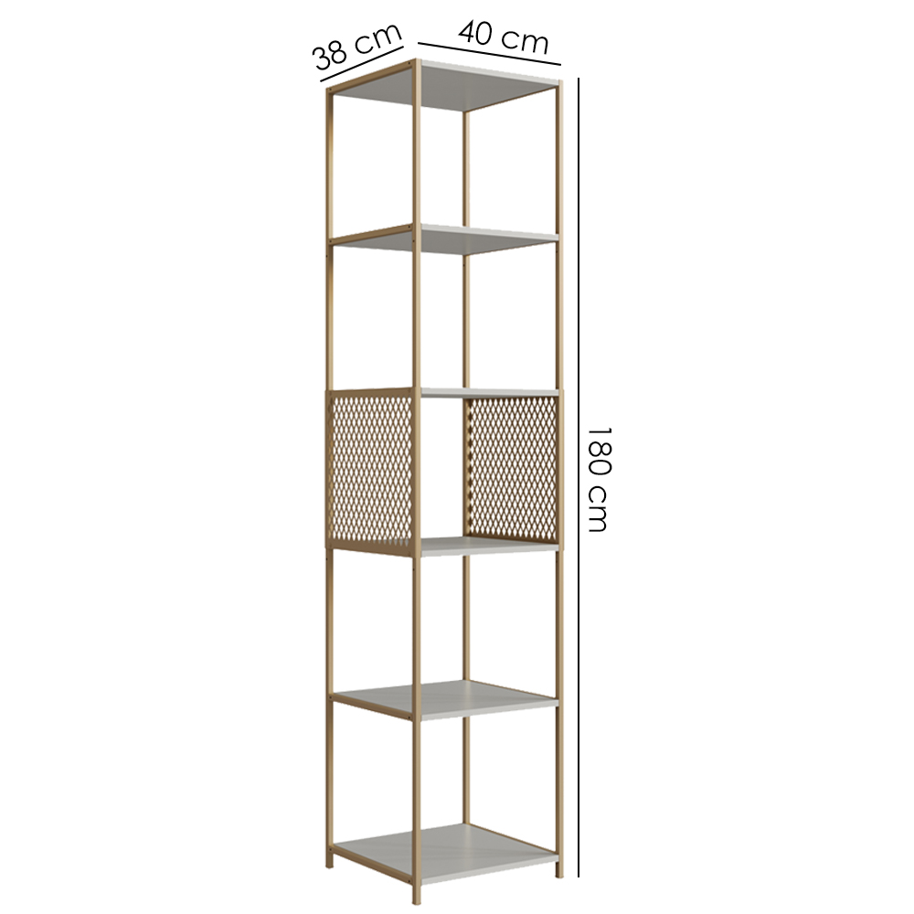 Estante 180 Cm Estilo Industrial Com Tela P1023 Arenas Dourado PP