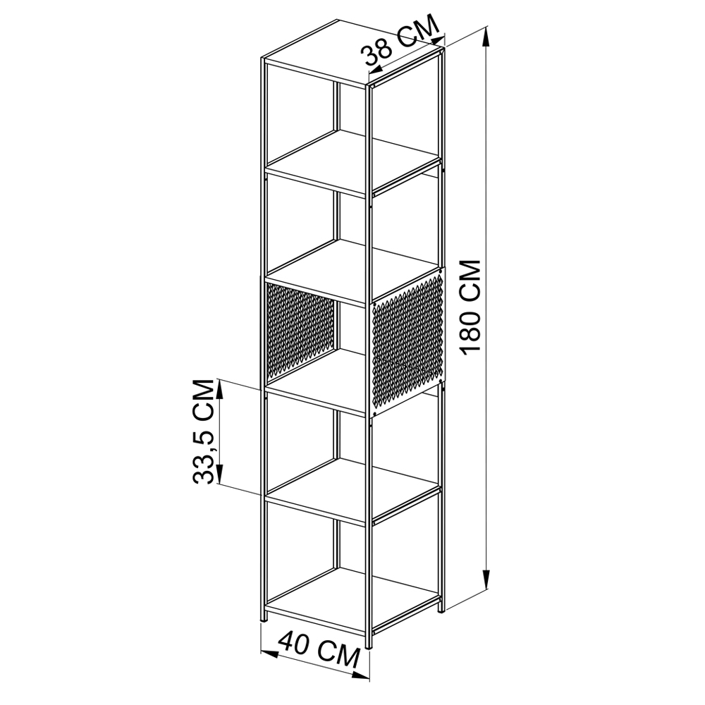 Estante 180 Cm Estilo Industrial Com Tela P1023 Preto Mell PP