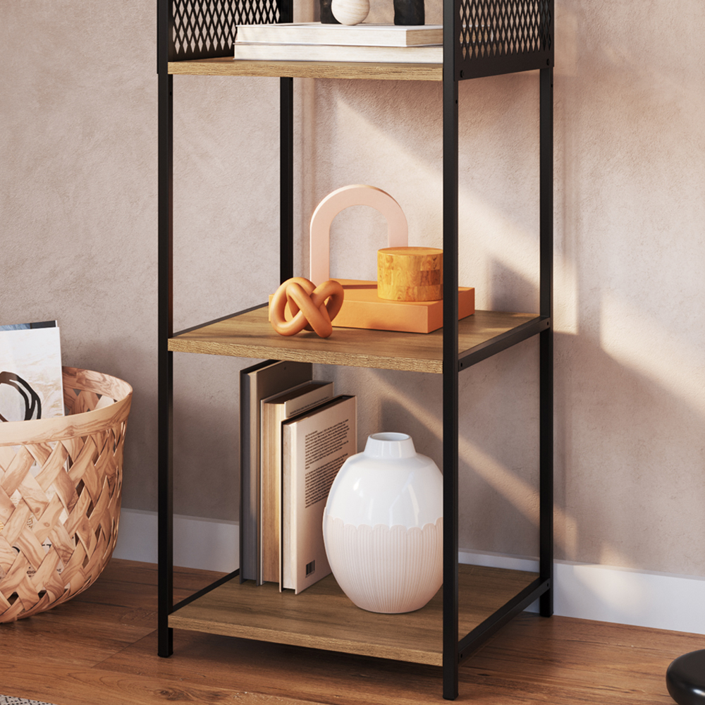 Estante 180 Cm Estilo Industrial Com Tela P1023 Preto Mell PP