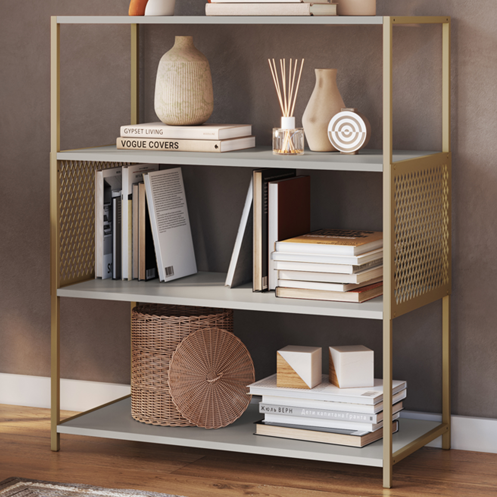 Estante Estilo Industrial 94 Cm Com Tela P1024 Arenas Dourado PP