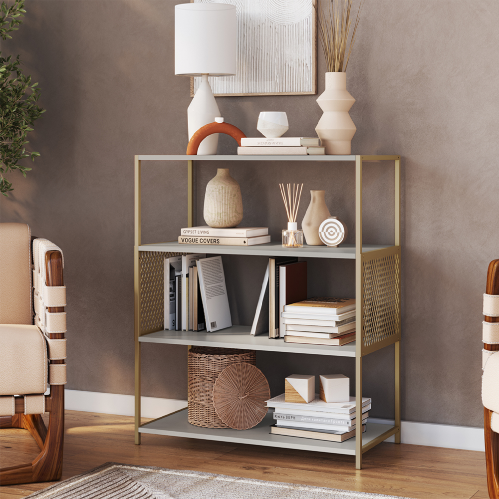Estante Estilo Industrial 94 Cm Com Tela P1024 Arenas Dourado PP