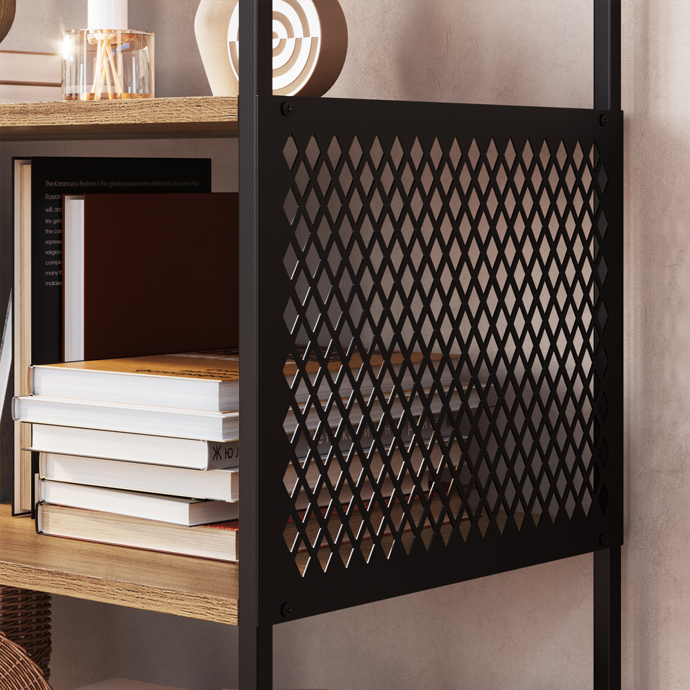 Estante Estilo Industrial 94 Cm Com Tela P1024 Preto Mell PP