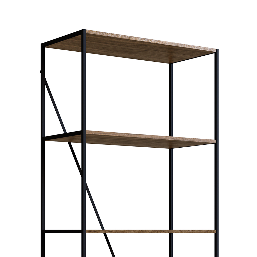 Estante Steel Wood 2 PT Preta e Noce