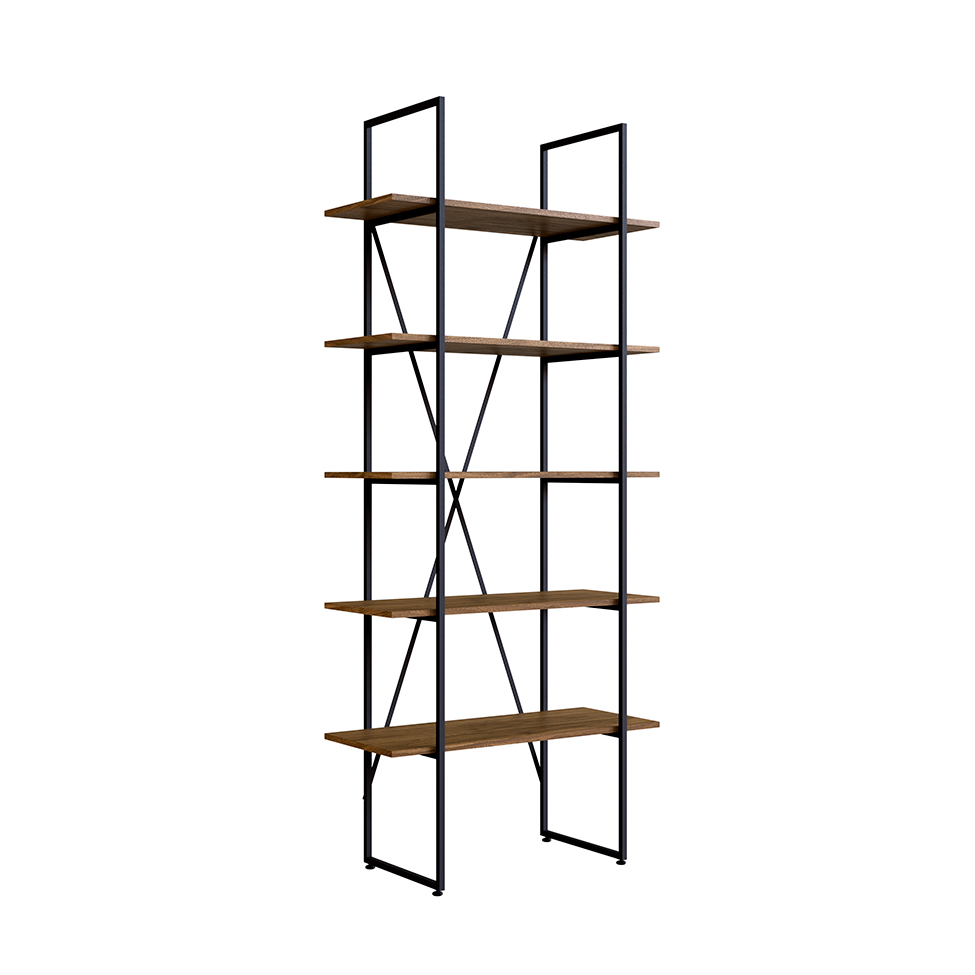 Estante Steel Wood Noce Oro e Preta