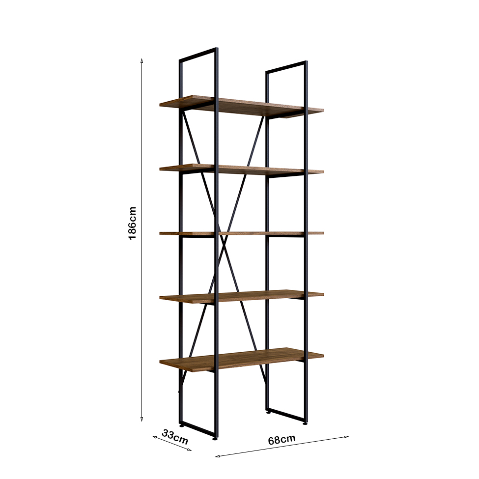 Estante Steel Wood Noce Oro e Preta