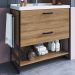 Gabinete Banheiro 80 cm Com Lavatorio Marmorite P1008 Preto Mell PP
