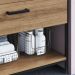 Gabinete Banheiro 80 cm Com Lavatorio Marmorite P1008 Preto Mell PP