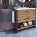 Gabinete Banheiro 80 cm Com Lavatorio Marmorite P1008 Preto Mell PP