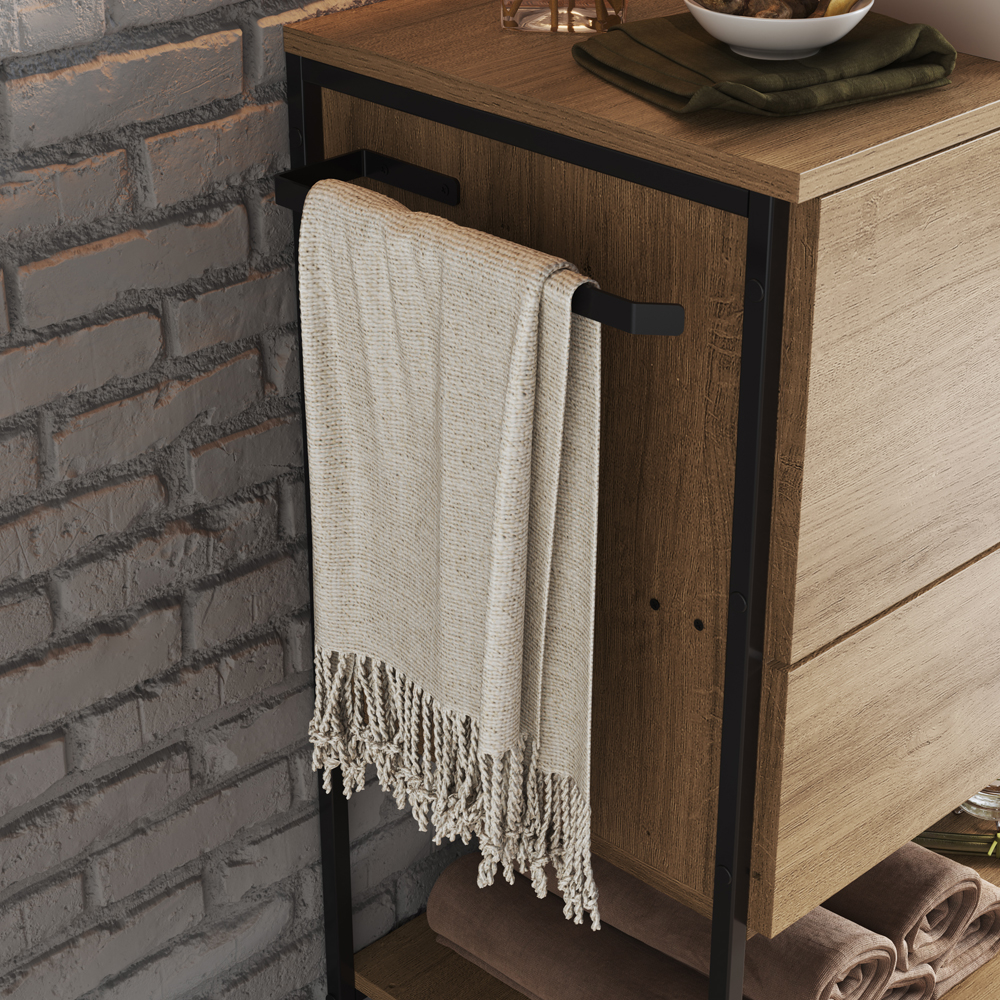 Gabinete Banheiro Industrial 80 CM 1028 Mell Aço Preto PP