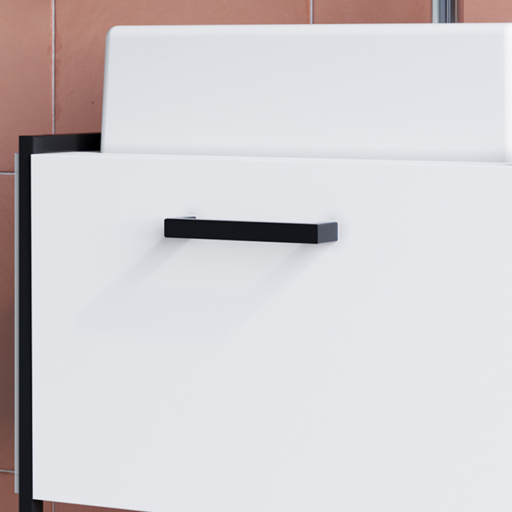 Gabinete Susp Banheiro 50 cm Com Cuba Preto Branco P1009 PP
