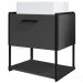 Gabinete Susp Banheiro 50 cm Com Cuba Preto Grafite P1009 PP