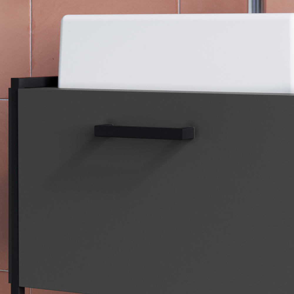 Gabinete Susp Banheiro 50 cm Com Cuba Preto Grafite P1009 PP