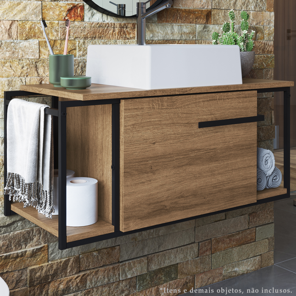 Gabinete Susp E Cuba Marmore Sintetico P1019X94101 Mell Branco PP