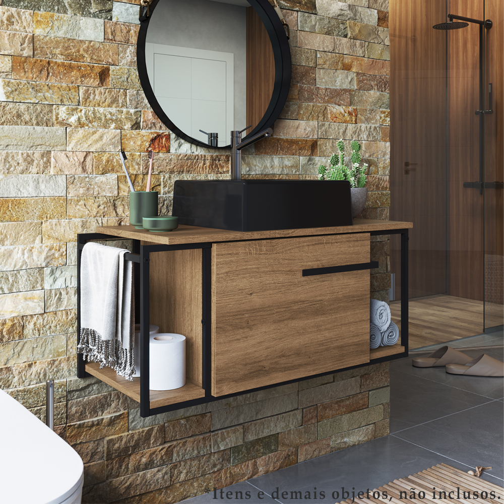 Gabinete Susp E Cuba Marmore Sintetico P1019X94101 Mell Preto PP
