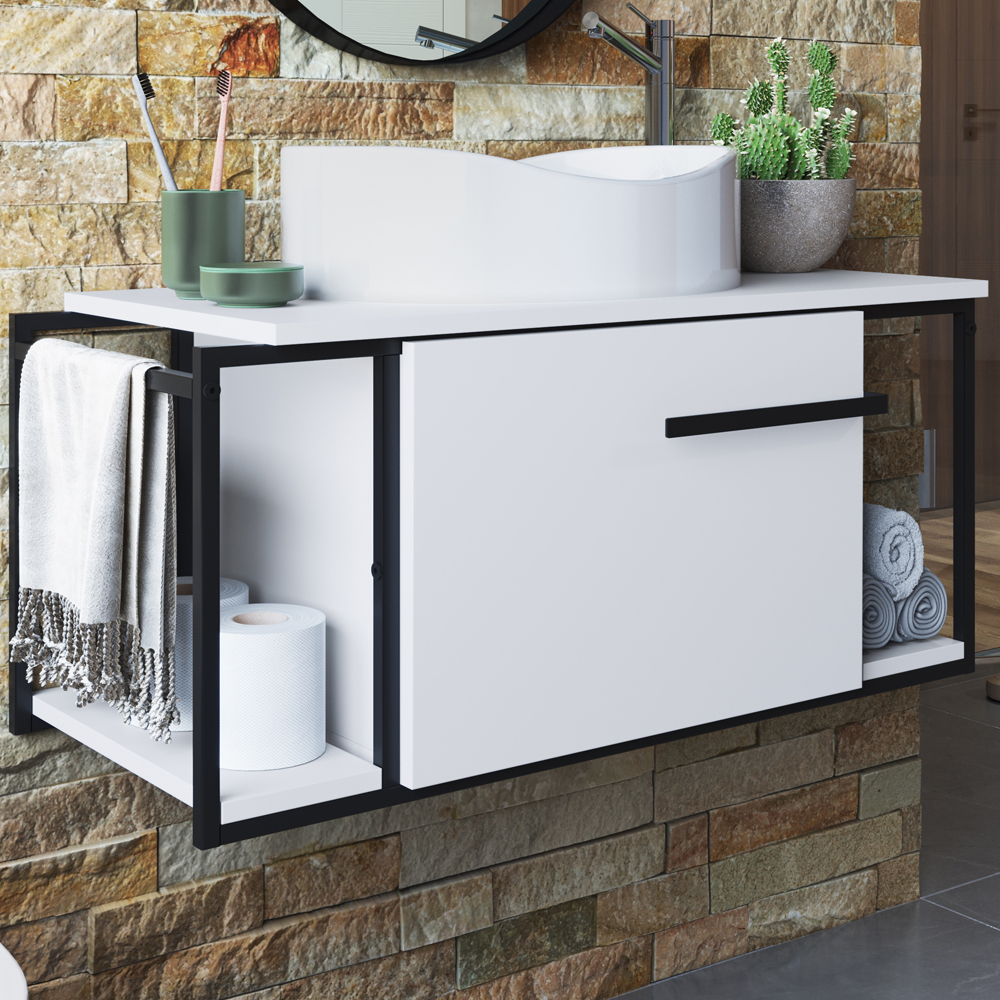 Gabinete Susp E Cuba Marmore Sintetico P1019X941012 Branco Branco PP