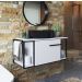 Gabinete Susp E Cuba Marmore Sintetico P1019X941012 Branco Preto PP