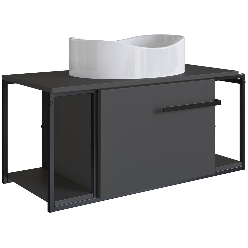 Gabinete Susp E Cuba Marmore Sintetico P1019X941012 Grafite Branco PP