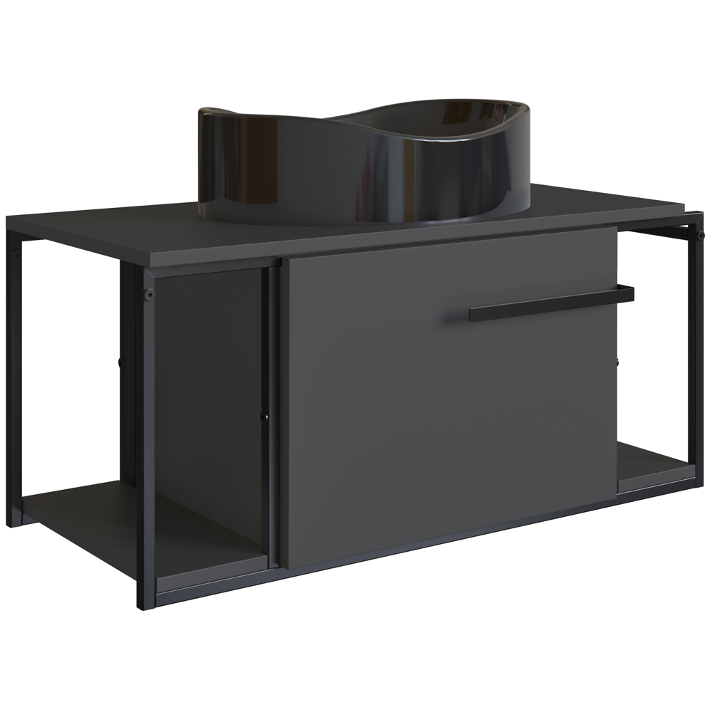 Gabinete Susp E Cuba Marmore Sintetico P1019X941012 Grafite Preto PP