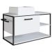 Gabinete Suspenso Banheiro 80 cm Com Cuba Preto Branco P1007 PP