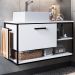 Gabinete Suspenso Banheiro 80 cm Com Cuba Preto Branco P1007 PP