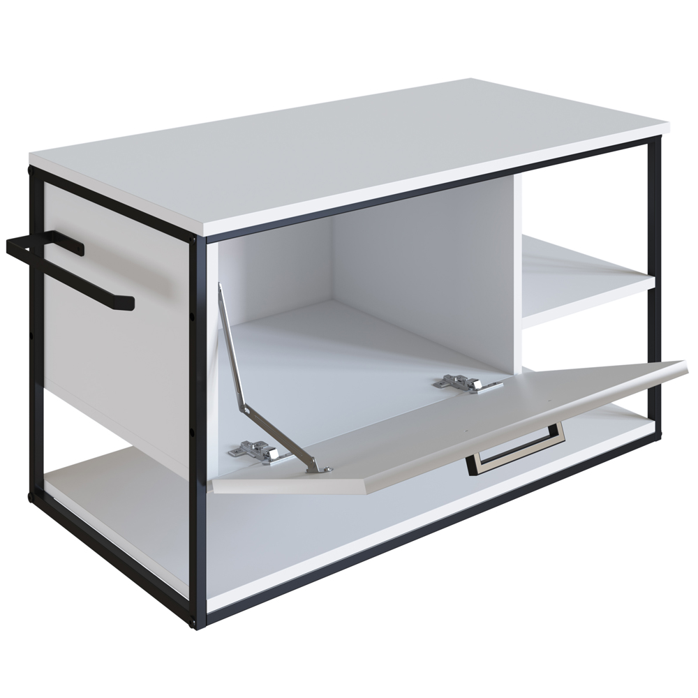 Gabinete Suspenso Banheiro 80 cm Com Cuba Preto Branco P1007 PP