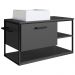 Gabinete Suspenso Banheiro 80 cm Com Cuba Preto Grafite P1007 PP
